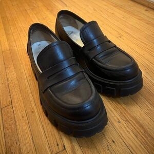 Chunky Black Leather Loafers